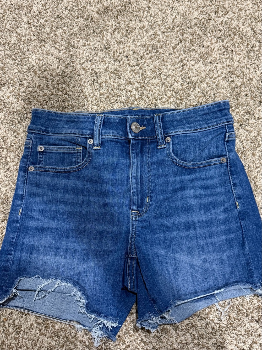 American Eagle Outfitters Dark Blue Distressed Denim Shorts